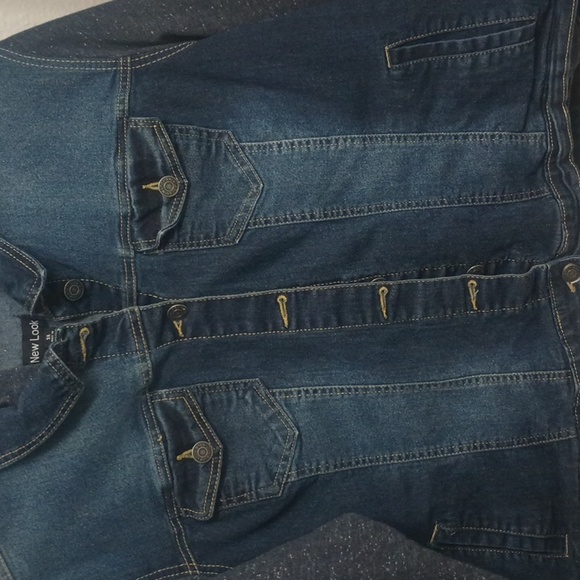 Newlook Jean Jacket with a hoodie and jersey sleeves gray 3x - Picture 10 of 10